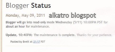 blogger status, update status